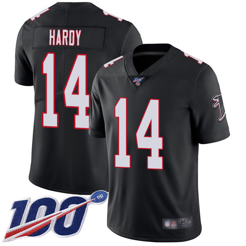 Atlanta Falcons Limited Black Men Justin Hardy Alternate Jersey NFL Football #14 100th Season Vapor Untouchable->nfl t-shirts->Sports Accessory